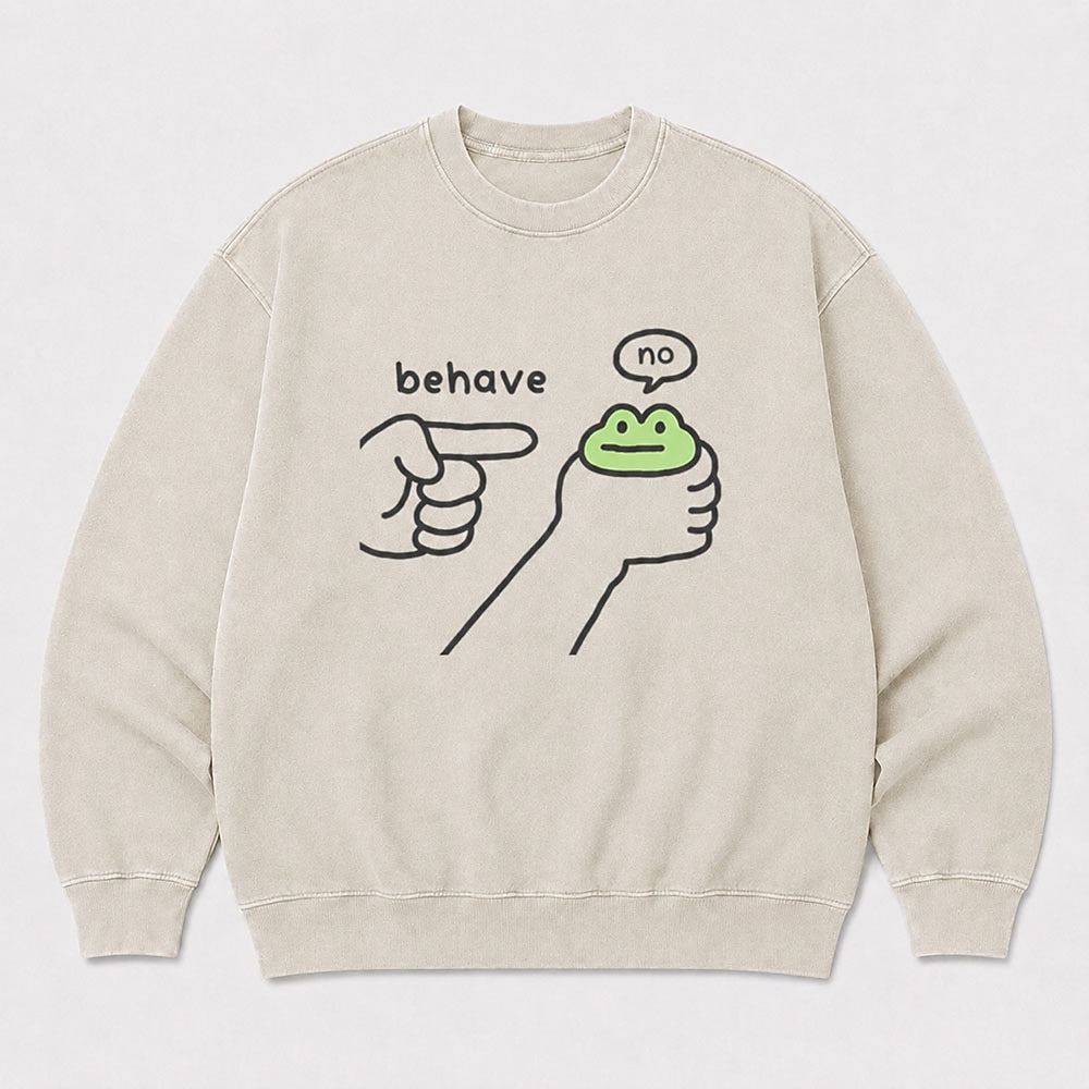 Men's Frog Graphic Washed Crew Neck Sweatshirt