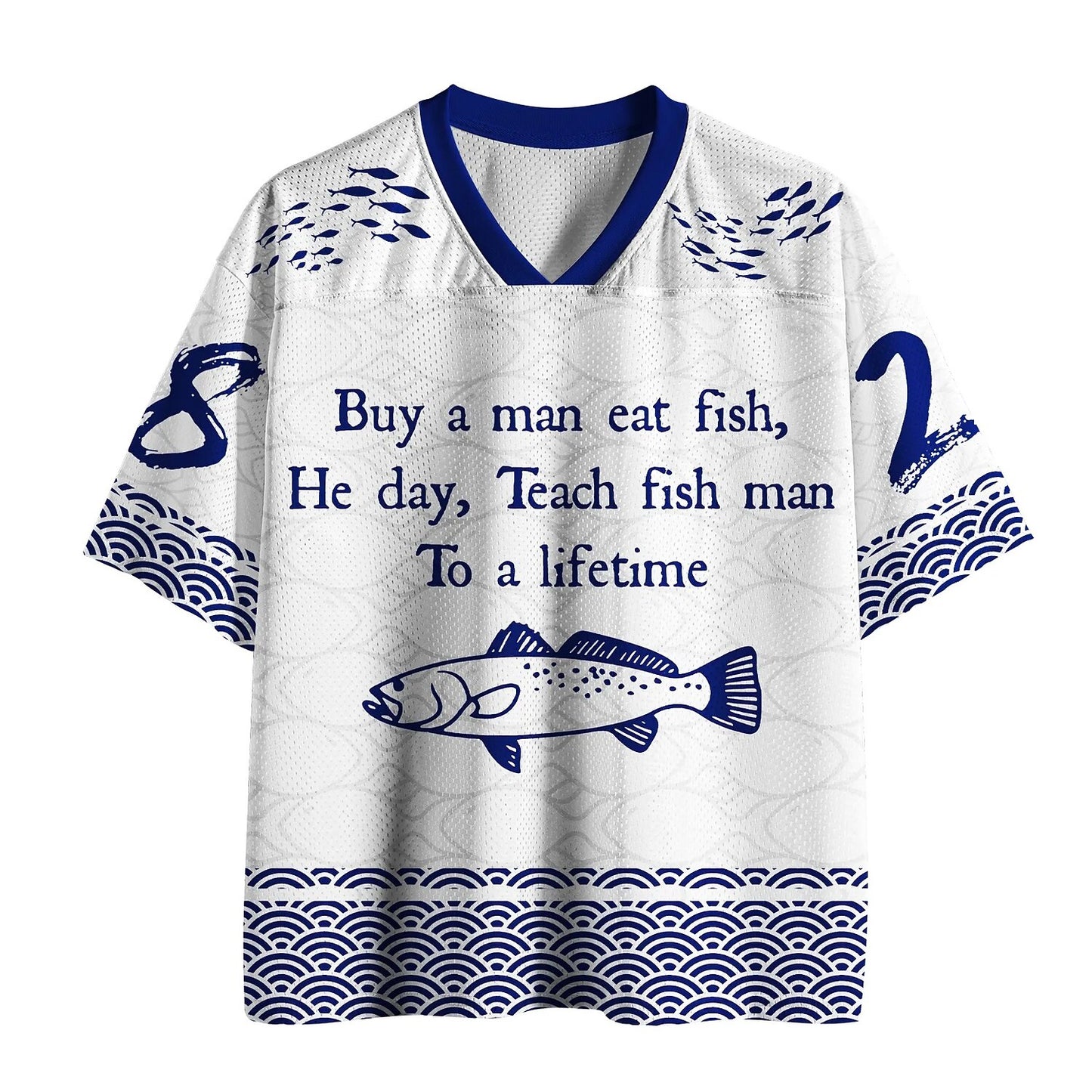Men's Fishing Quote Print Short Sleeve Sports Jersey T-Shirt