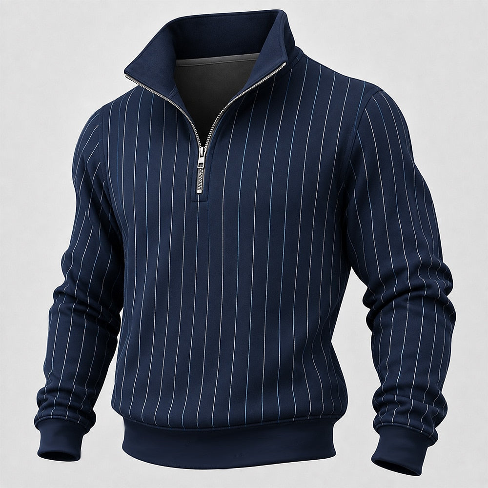 Classic Pinstripe Half-Zip Sweatshirt