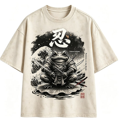Samurai Frog Washed T-Shirt