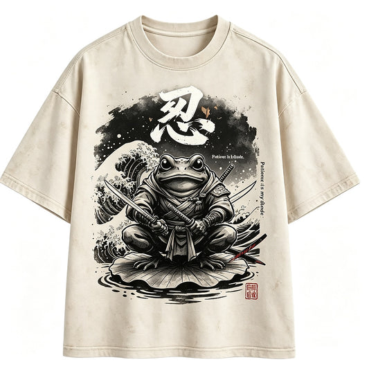 Samurai Frog Washed T-Shirt