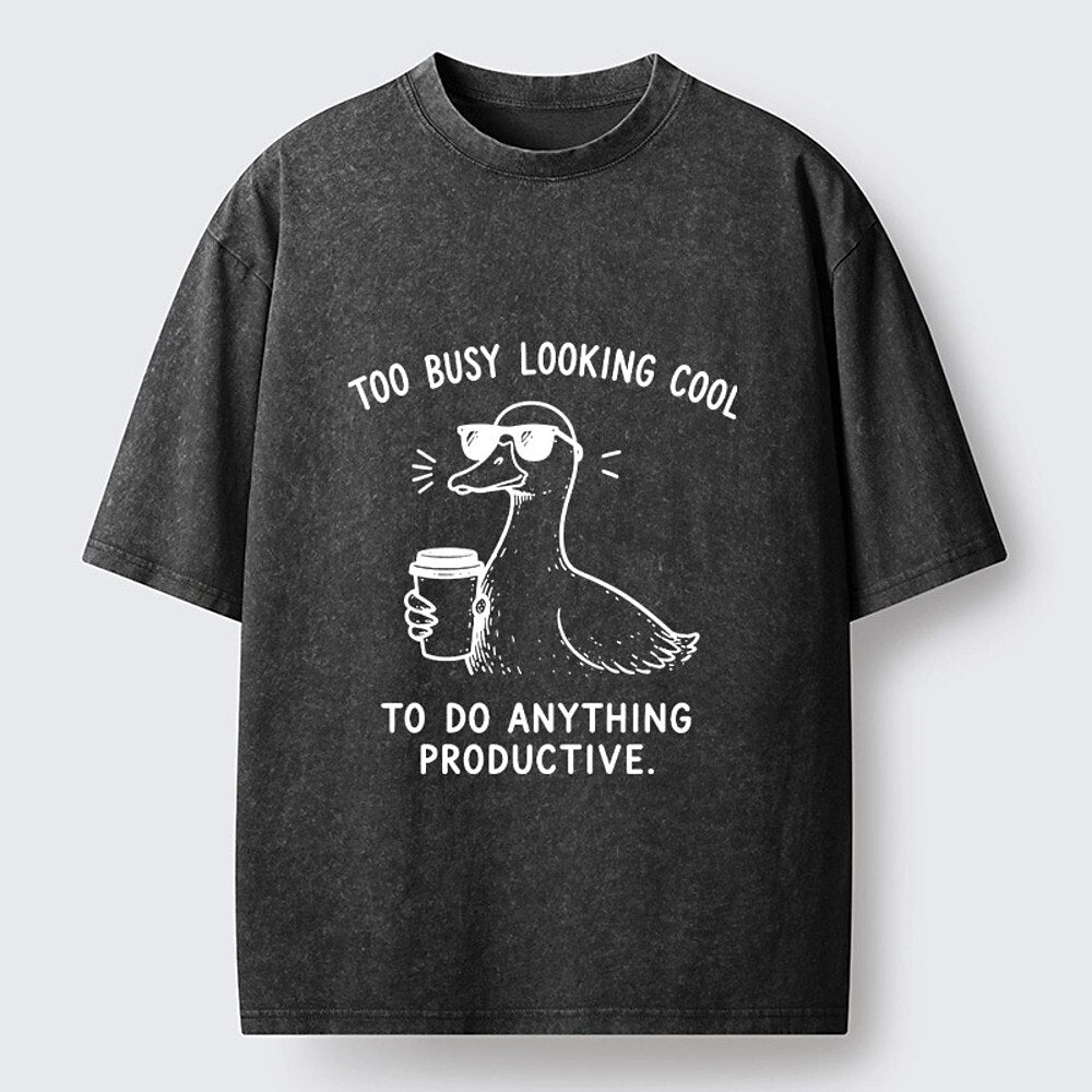 Japanese Style Cool Duck Coffee Washed T-Shirt