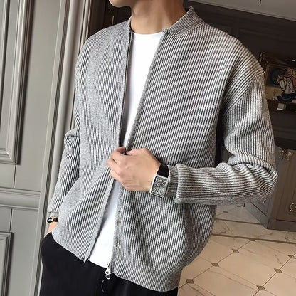 Vertical Rib Full-Zip Cardigan