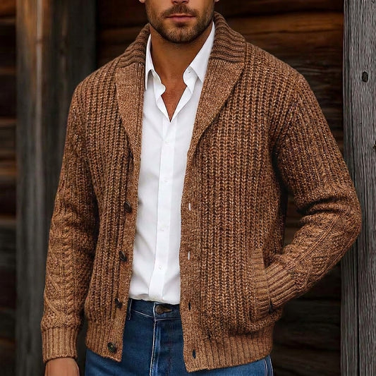 Longline Cable Shawl Collar Cardigan