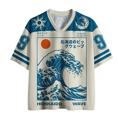 Men's Japanese Daruma Owl Print Short Sleeve Sports Jersey T-Shirt