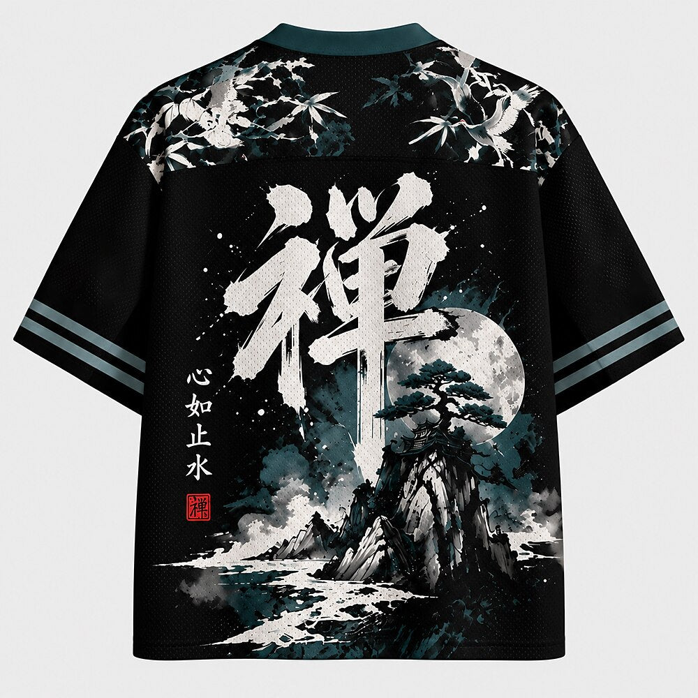 Men's Moon Mountain Graphic V-Neck Sports Jersey