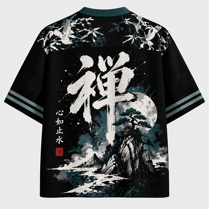 Men's Moon Mountain Graphic V-Neck Sports Jersey