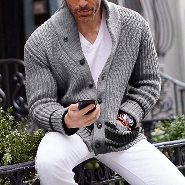 Contrast Pocket V-Neck Cardigan