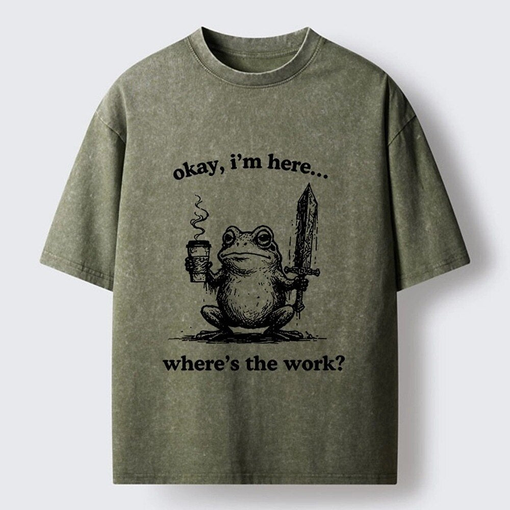 Japanese Style Work Frog Washed T-Shirt