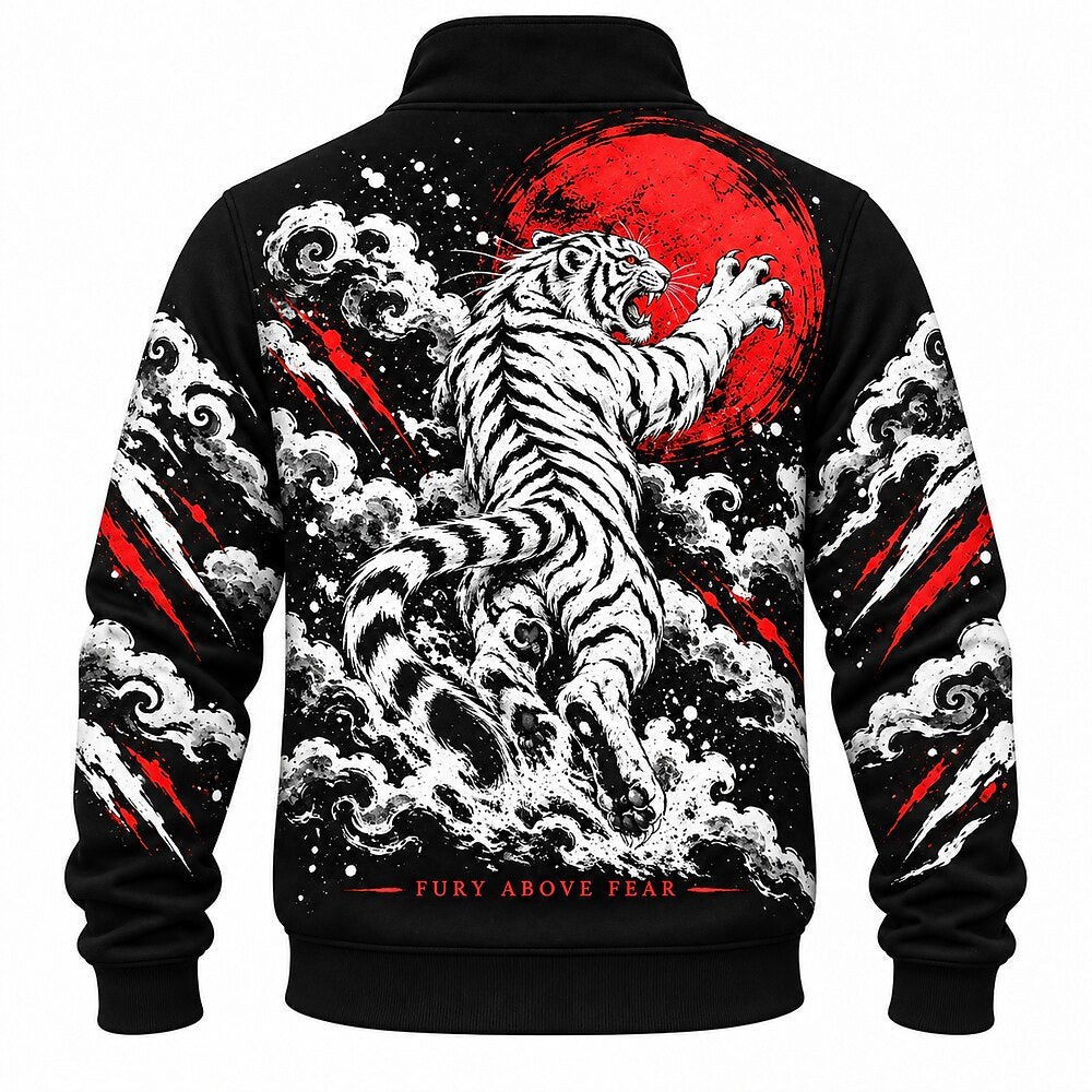Celestial Tiger Fury Above Fear Half-Zip Sweatshirt