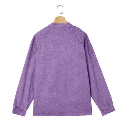Vintage Washed Raglan Henley Long Sleeve T-Shirt