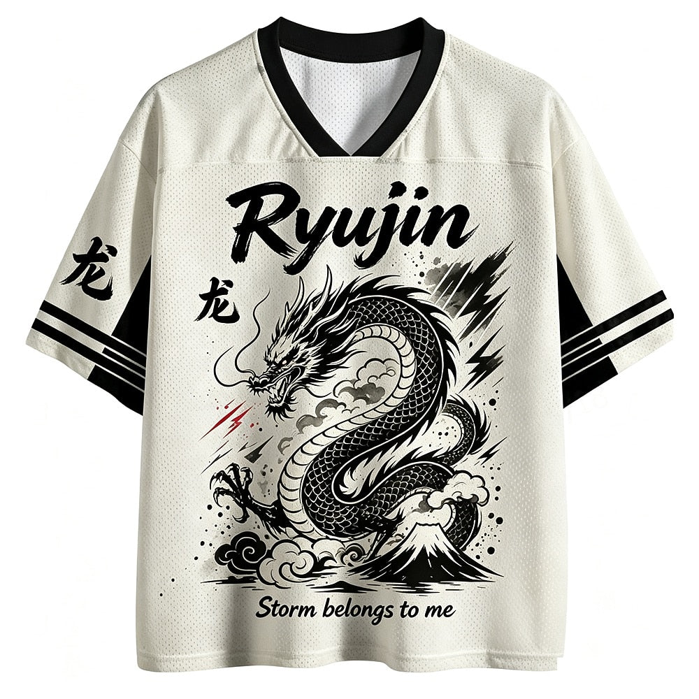Japanese Ryujin Dragon V-Neck Mesh Jersey