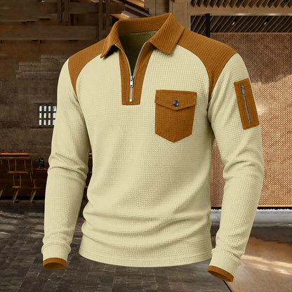 Utility Pocket Color Block Waffle Polo
