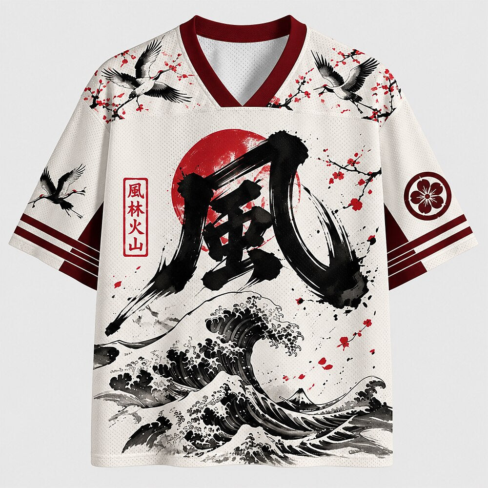 Men's Ocean Graphic V-Neck Sports Jersey