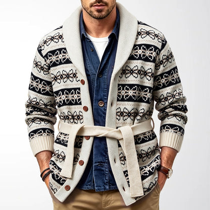 Belted Knotwork Shawl Cardigan