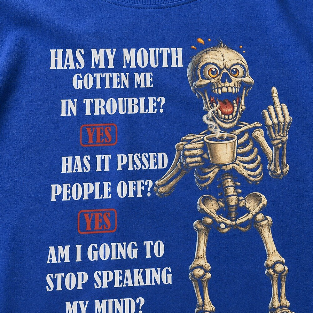 Men's Talking Skeleton Quote Print Short Sleeve Sarcastic T-Shirt