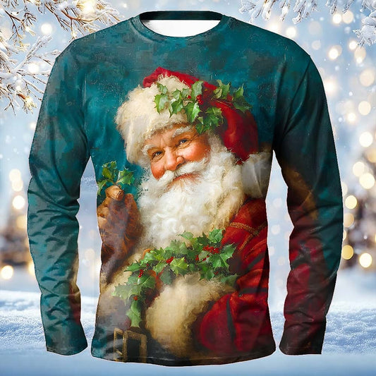 Vintage Holly Santa Long Sleeve T-Shirt