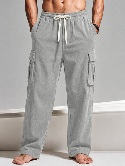 Drawstring Corduroy Cargo Pants