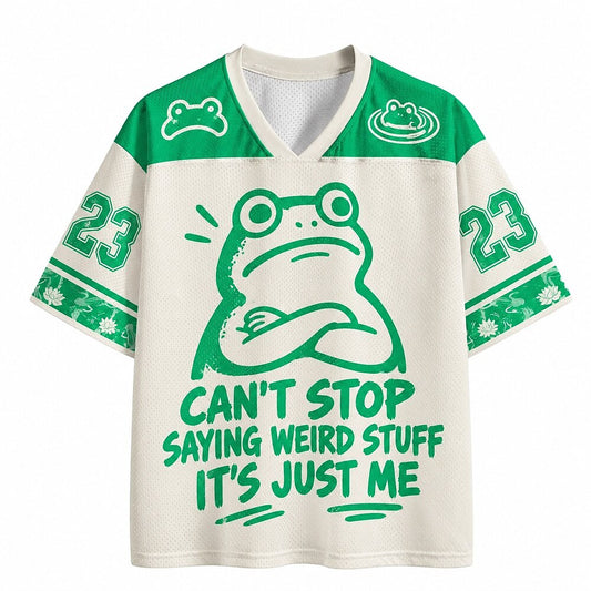 Funny Frog Can't Stop Saying Weird Stuff V-Neck Mesh Jersey