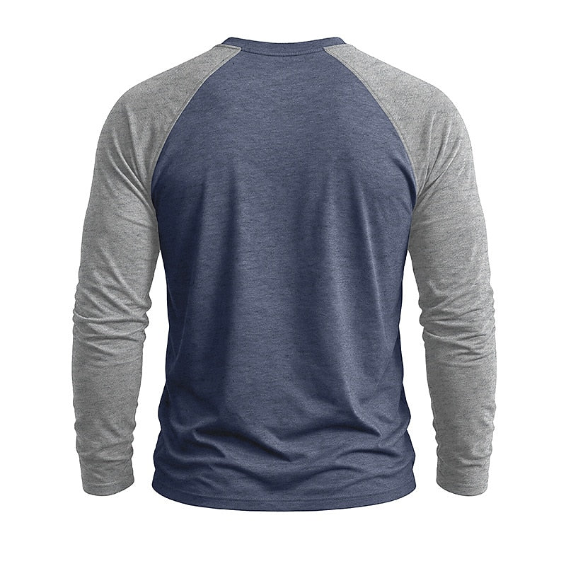Contrast Raglan Henley Long Sleeve T-Shirt