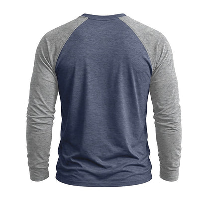 Contrast Raglan Henley Long Sleeve T-Shirt