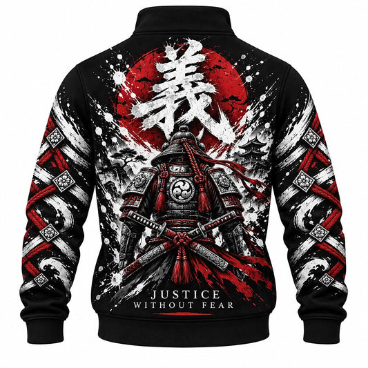 Justice Without Fear Samurai Mask Half-Zip Sweatshirt