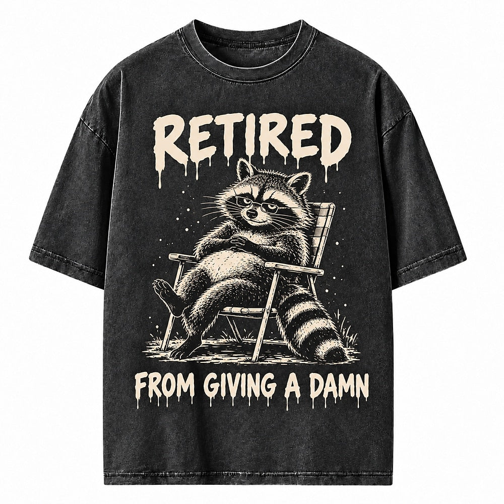 Retired from Giving a Damn Raccoon Heavyweight T-Shirt