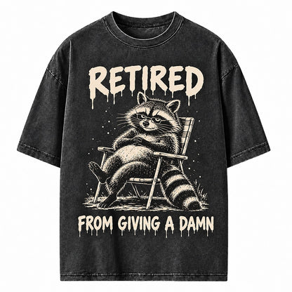 Retired from Giving a Damn Raccoon Heavyweight T-Shirt