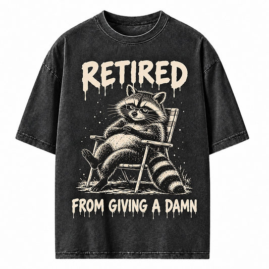 Retired from Giving a Damn Raccoon Heavyweight T-Shirt