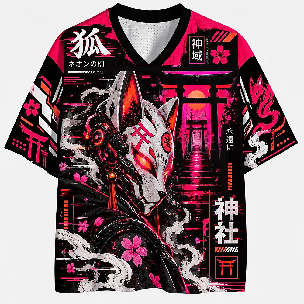 Men's Kanji Graphic V-Neck Sports Jersey