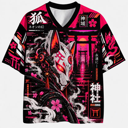Men's Kanji Graphic V-Neck Sports Jersey