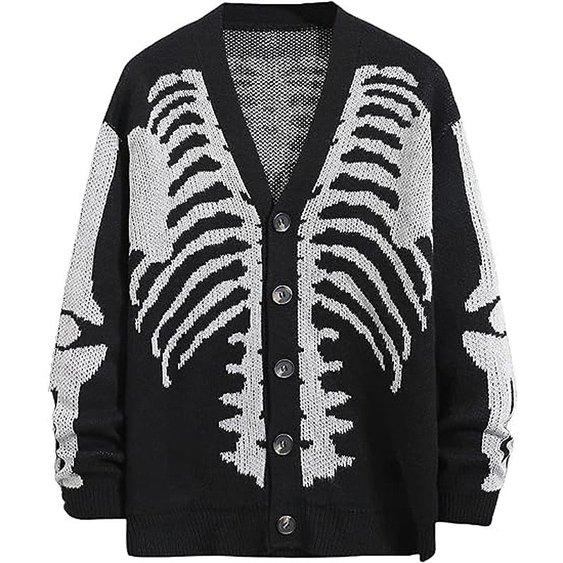 Skeleton Ribcage V-Neck Cardigan