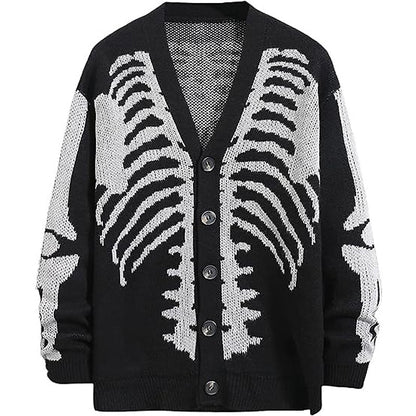 Skeleton Ribcage V-Neck Cardigan