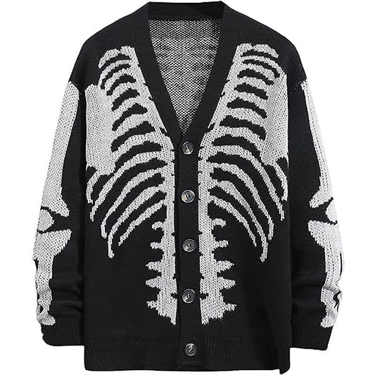 Skeleton Ribcage V-Neck Cardigan