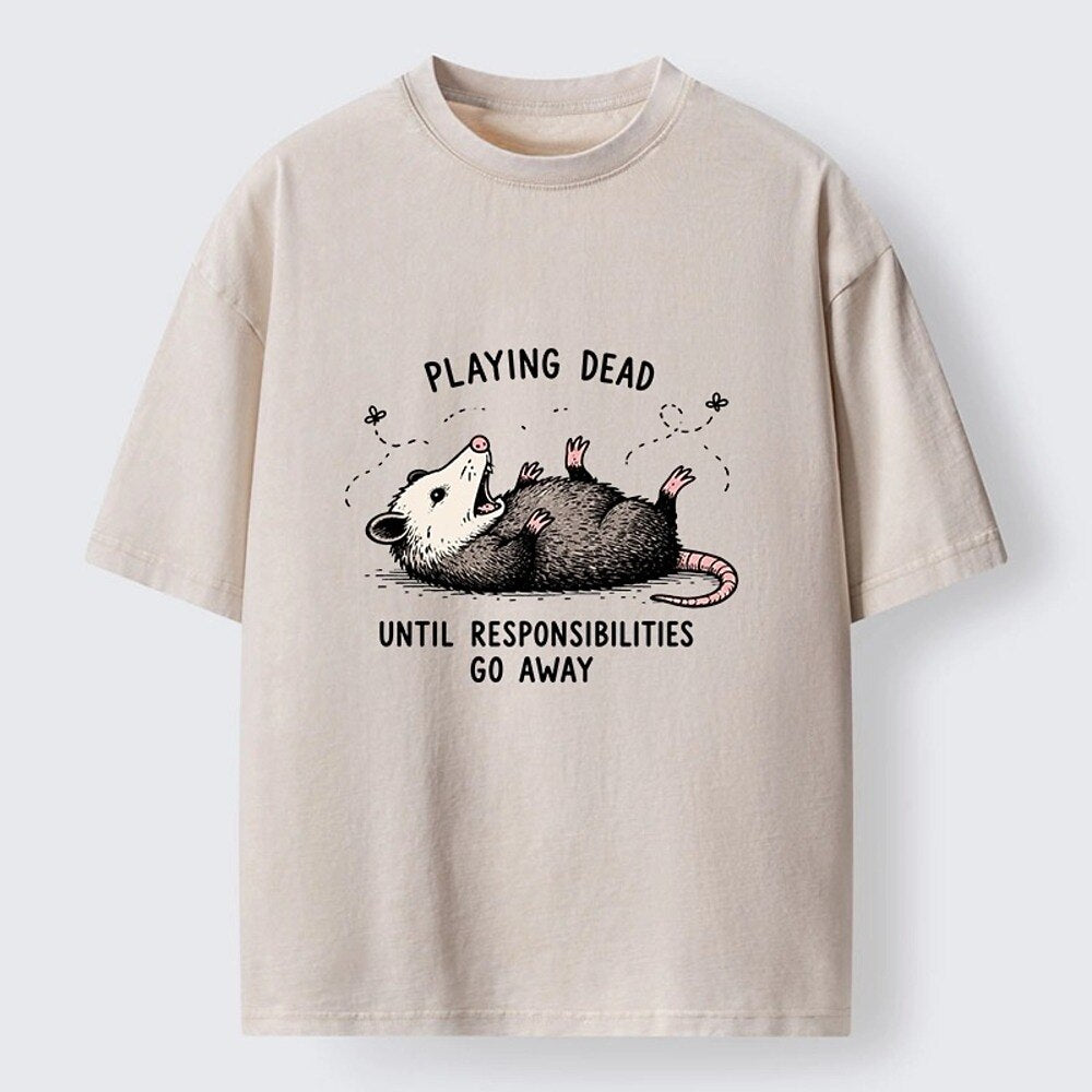 Japanese Style Opossum Responsibilities Washed T-Shirt