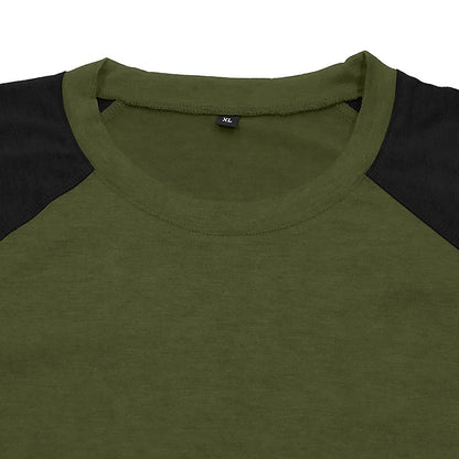 Contrast Raglan Henley Long Sleeve T-Shirt