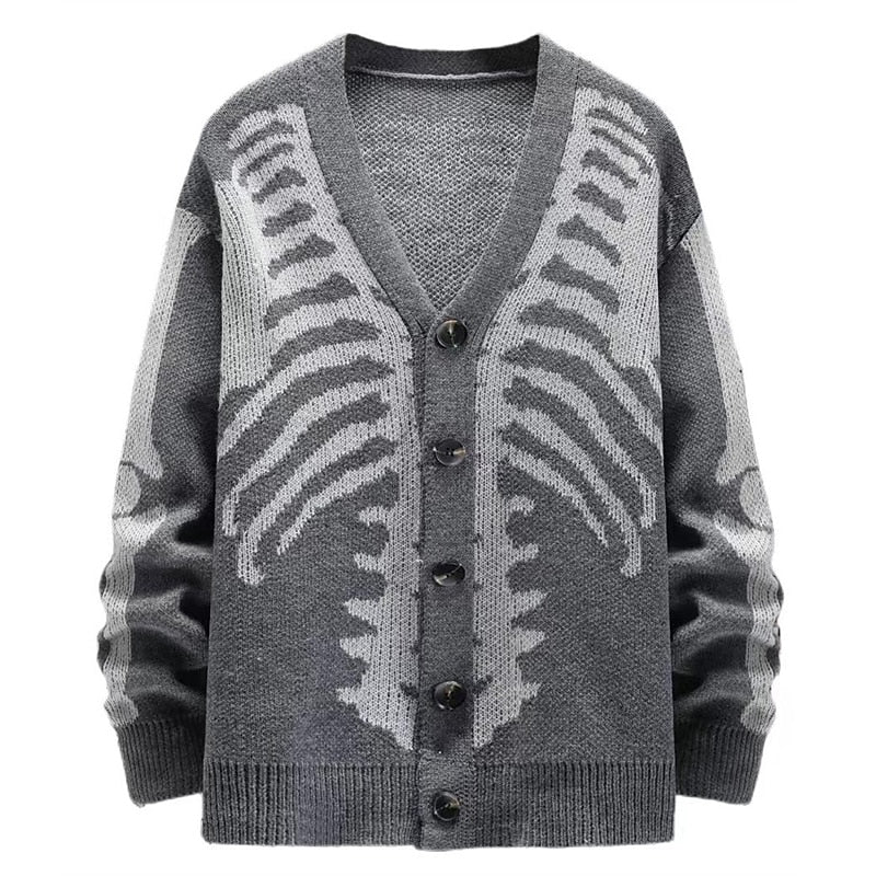 Skeleton Ribcage V-Neck Cardigan