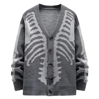 Skeleton Ribcage V-Neck Cardigan