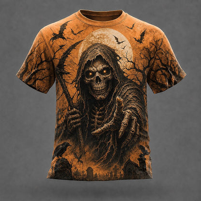 Halloween Men's Haunted Reaper Pumpkin Graphic T-Shirt