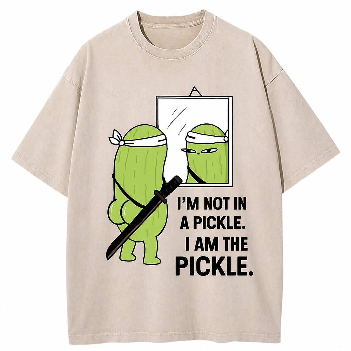Japanese Style Pickle Katana Washed T-Shirt
