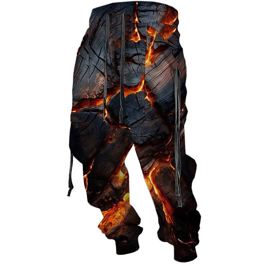 Men's Lava Crack Print Long Pants Streetwear Jogger Sweatpants