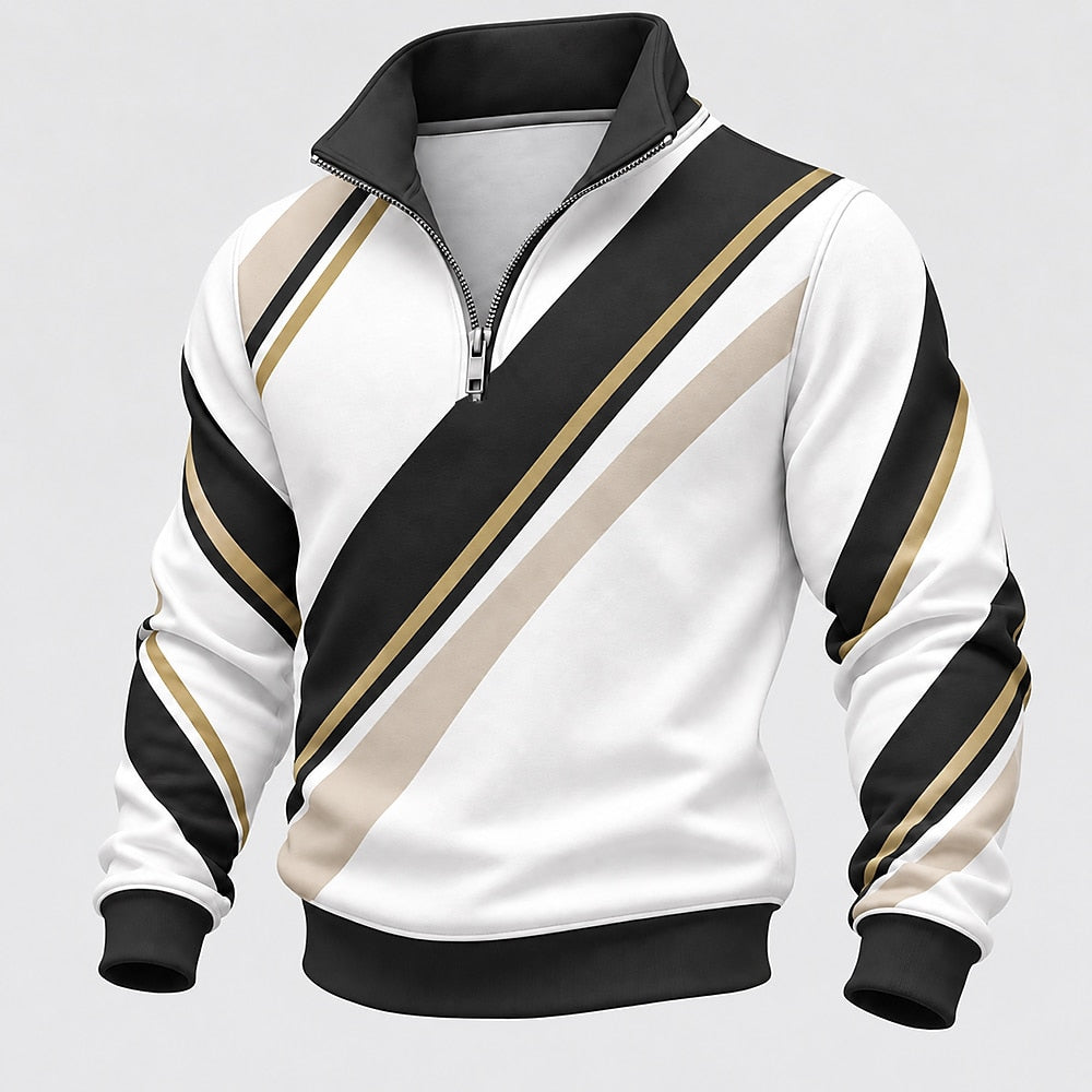Diagonal Sash Half-Zip Sweatshirt