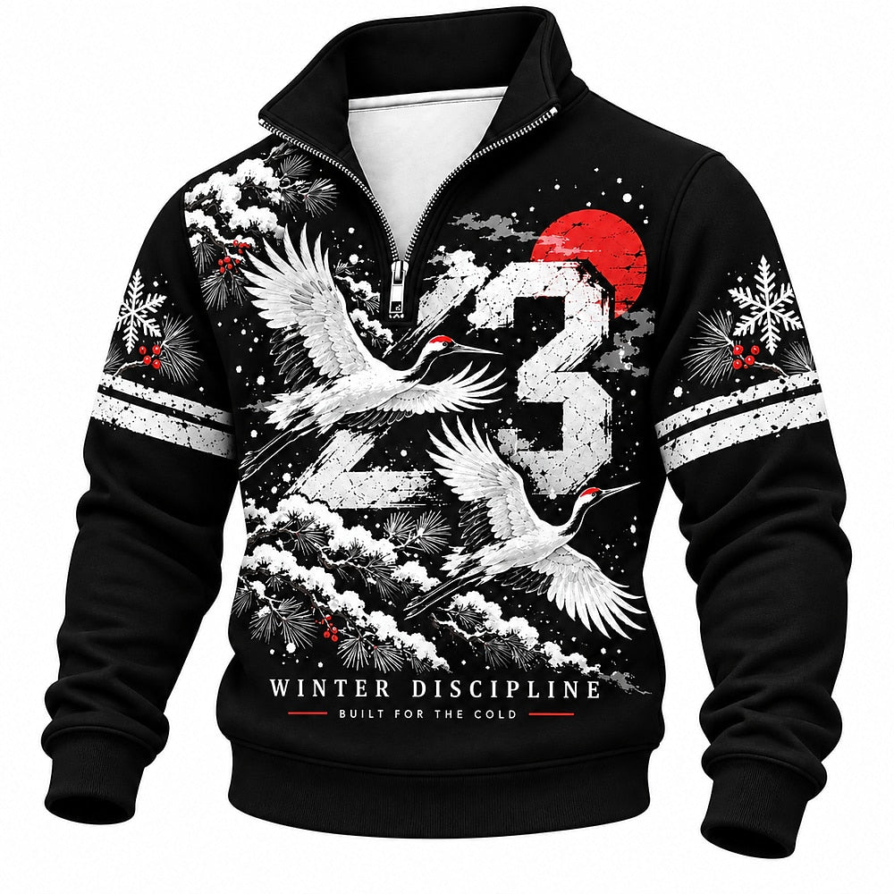 Winter Discipline Cranes Number 23 Half-Zip Sweatshirt