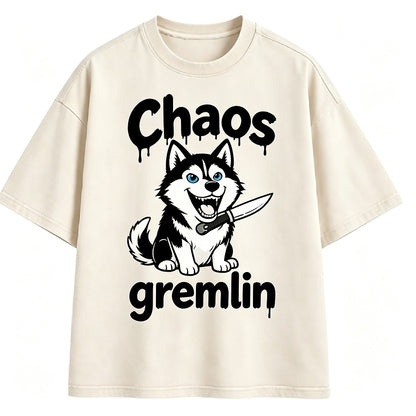 Chaos Gremlin Knife Dog Washed T-Shirt