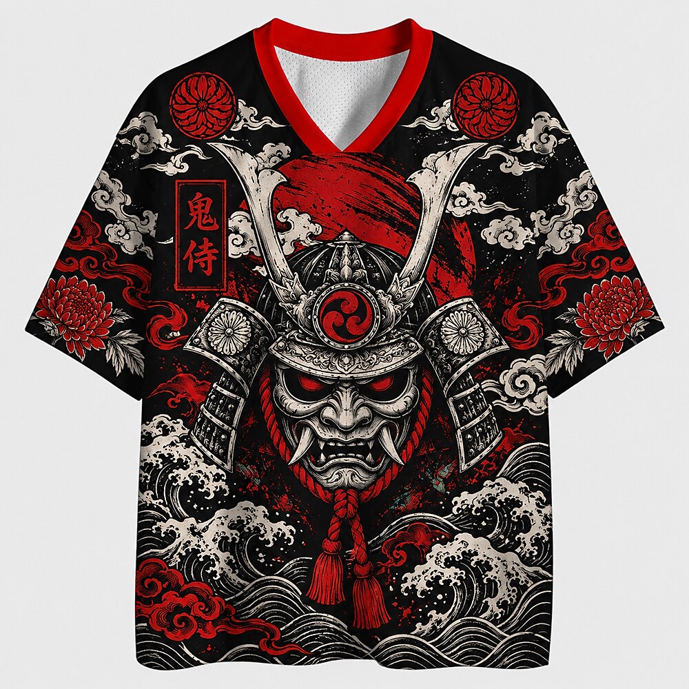 Men's Kanji Graphic V-Neck Sports Jersey
