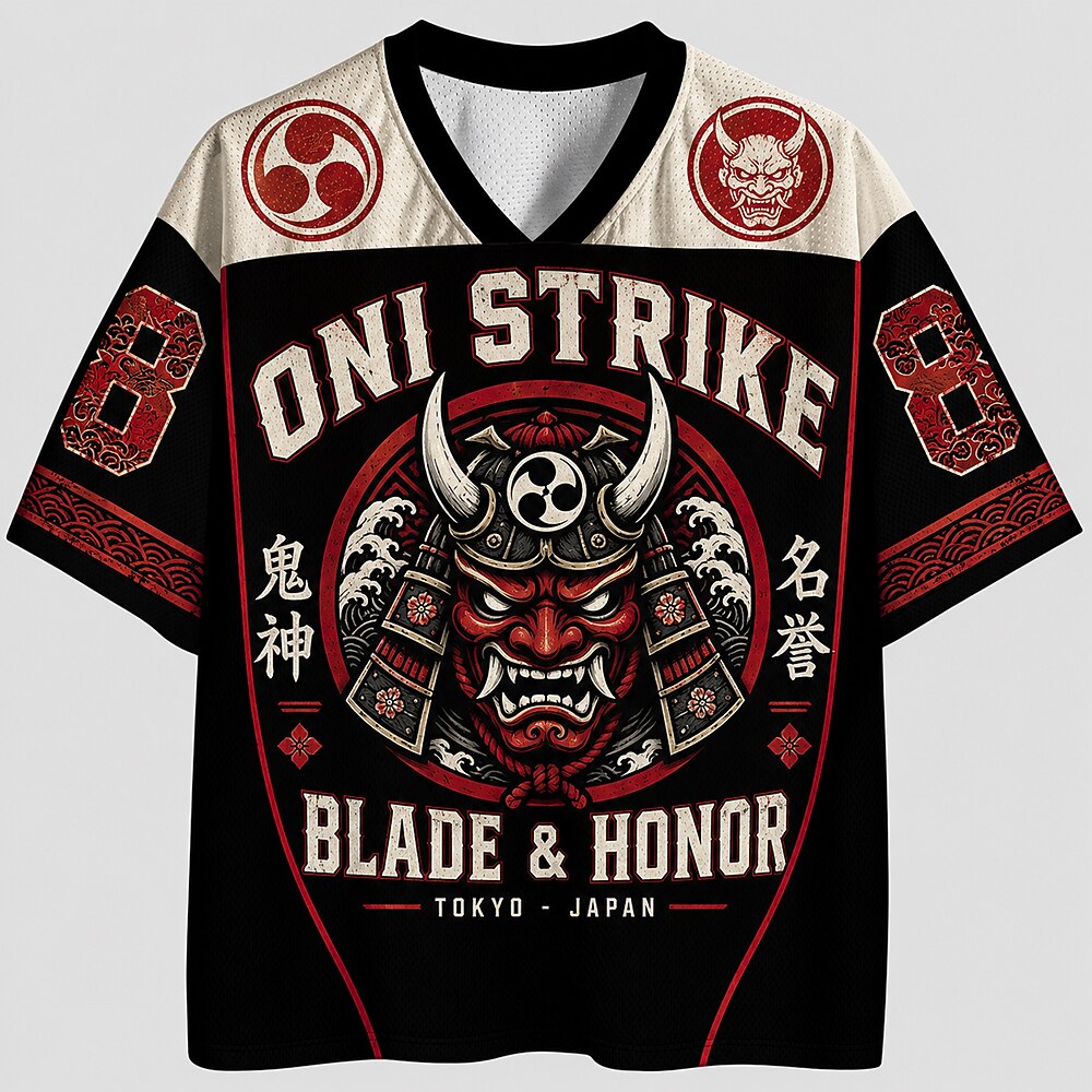 Men's Number Text Graphic V-Neck Sports Jersey