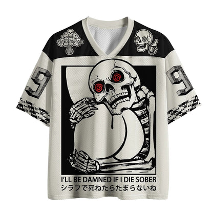Men's White Skeleton Number Graphic Print Short Sleeve Sports Jersey T-Shirt