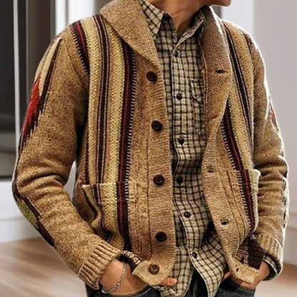 Vertical Stripe Shawl Cardigan