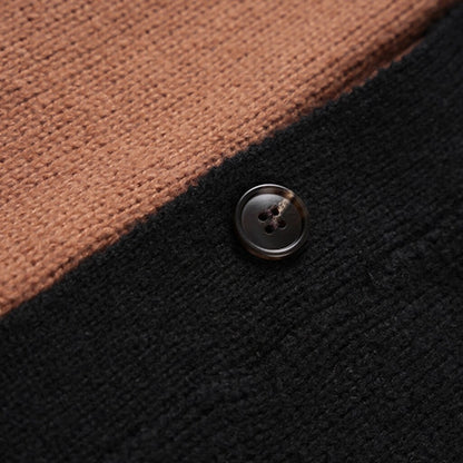 Offset Color-Block V-Neck Cardigan