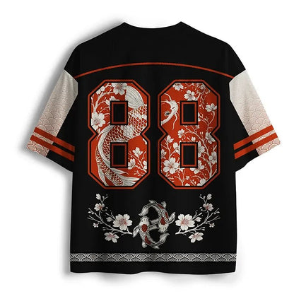 Men's Black Number Graphic Print Short Sleeve Sports Jersey T-Shirt